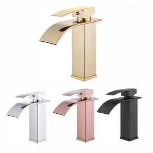 FUJIAN OEM/ODM Fabricante Sanitária cachoeira estilo rosto faucet banheiro quadrado latão cachoeira lavatório misturador torneira torneiras