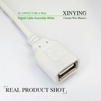 Kabel USB XIN YING ODM OEM XY-USB-005 1500MM, Kabel Harness Betina 4 Inti, Ujung Terlapis Timah, Selubung PVC, Konduktor Tembaga Murni