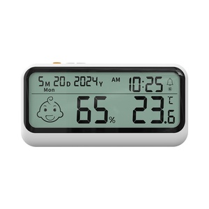 Đa chức năng nhựa nhà nhiệt độ và độ ẩm mét ngày & thời gian đồng hồ báo thức với cao/thấp Fahrenheit đèn nền phổ - Product Image 5
