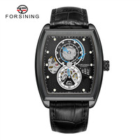 Relojes Forsining de Diseño Único con Dos Esferas para Hombre, Relojes de Pulsera Mecánicos Automáticos de Esqueleto para Uso Profesional