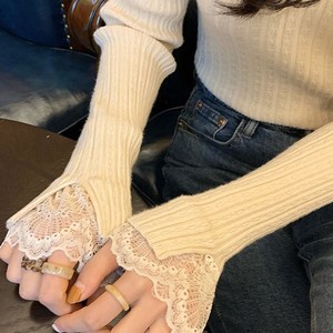 Pull en dentelle tricoté style français, taille unique, coupe ajustée, col montant, haut de gamme pour femme, automne-hiver - Product Image 3