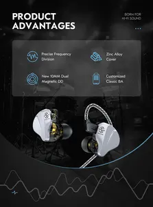 CCZ BC04 Pro <span class=keywords><strong>1DD</strong></span> + <span class=keywords><strong>1BA</strong></span> Hi-Res Aislamiento de ruido Diseño ergonómico IEM Auriculares con cable desmontable para músicos - Product Image 3