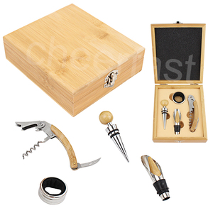 Bộ Dụng Cụ Mở Nút Chai Gỗ Rượu Vang Xinh Xắn Hộp Gỗ Tre <span class=keywords><strong>4</strong></span> Món Phụ Kiện Tre Bộ Dụng Cụ Mở Rượu Và Bộ Quà Tặng Dụng Cụ Mở Tre - Product Image 4