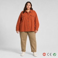 Chemise-veste surdimensionnée personnalisée pour femmes, taille plus, couleur outback ochre, manches longues, boutonnée, du AU 14 au 28