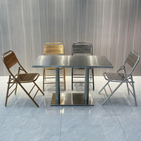 Table de salle à manger rectangulaire en acier inoxydable, style minimaliste, populaire sur internet, démontable et assemblable, pour cafés et salons de thé