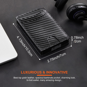 กระเป๋าสตางค์แบบ Pop-up อัจฉริยะลดราคาพิเศษ พร้อมคลิปหนีบเงินโลหะ ป้องกัน RFID  วัสดุหนังไมโครไฟเบอร์บางเฉียบ ใส่บัตรเครดิตได้  แบบพับสองตอน สำหรับผู้ชาย - Product Image 4