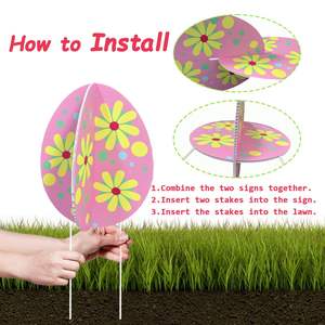 Meilleures ventes : Panneau de jardin en plastique PP imprimé 3D double face en forme d'œuf de Pâques, Fournitures de vacances de Pâques transfrontalières - Product Image 3