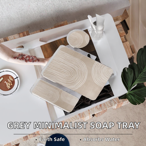 Geyon Minimalist Grey Diatomaceous Earth Eco-Friendly Round <b>Soap</b> <b>Holder</b> Water Absorbing Stone Tray Size - Product Image 2
