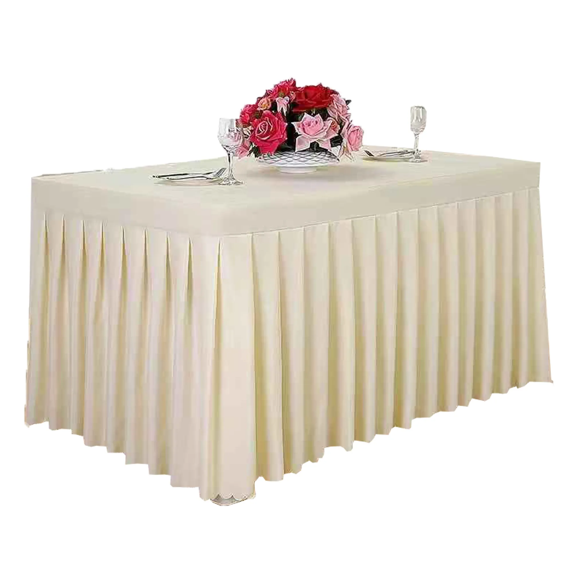 Hot wholesale elegant wedding banquet table skirt table cover