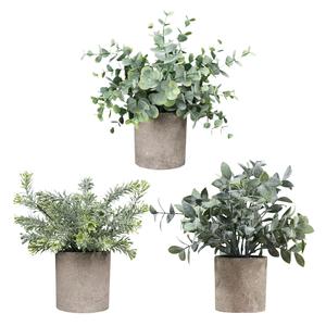 3 pezzi Mini Bonsai artificiali piante in vaso stile naturale Design verde per la decorazione della casa ufficio e mensola camera da letto - Product Image 4