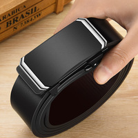 Ceinture Homme Style Affaires en Cuir PU Noir, Ceinture Mâle à Boucle Automatique, Ceintures Hommes Qualité Supérieure