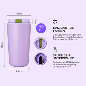 Tazas de café de metal de regalo reutilizables térmicas Tazas minimalistas de acero inoxidable en línea negro para promoción - Product Image 3