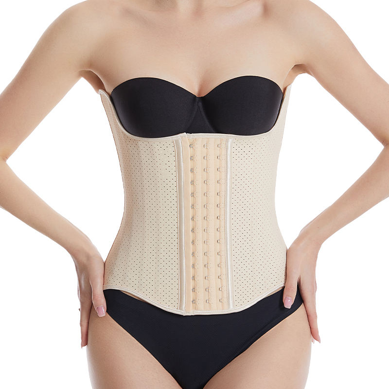 Three Rows of Buckles High Waist Sheath Twenty-five Steel Boned Latex Waist  Trainer Adjustable Breasted Push up Waist Cincher