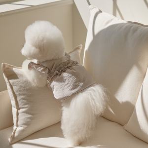 2025 sonbahar ve kış yeni iki parçalı haki yay kazak ceket + kürk eşarp kedi küçük köpek giysileri - Product Image 1