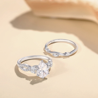 Ensemble de bagues de mariage empilables élégantes en argent sterling 925 avec zircone 5A en forme de goutte de 2 carats et couronne
