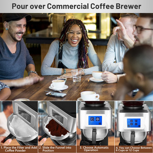 Commercial Stainless Steel <b>Coffee</b> Brewer Drip <b>Coffee</b> Maker Filter <b>Coffee</b> <b>Machine</b> with Carafes Decanter Warmer Plates for Café - Product Image 6