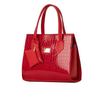WRIZA Sac fourre-tout décontracté en cuir véritable pour femme |   Sac à main vert émeraude texturé croco résistant à l'eau |   Structure multi-compartiments - Product Image 1