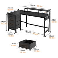L-vormig bureau voor kinderen, laptopbureau, kantoorbureau, computertafel