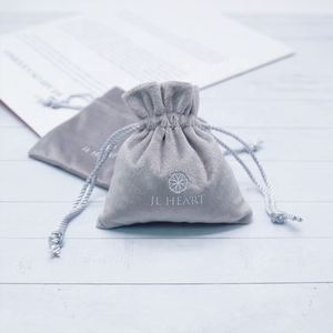 Luxury Velvet Soft <b>Pouch</b> Packaging Light Grey <b>Drawstring</b> Wholesale Custom Bag Jewelry - Product Image 4