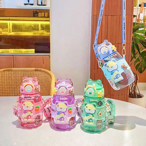 Large 600ml Kids Water <b>Bottles</b> with Straw Cute Cartoon Character Rope for School <b>Travel</b> Student Girls' - Product Image 4