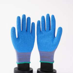 Forro de algodón de calibre 10, guantes de trabajo con acabado arrugado recubierto de Latec - Product Image 2