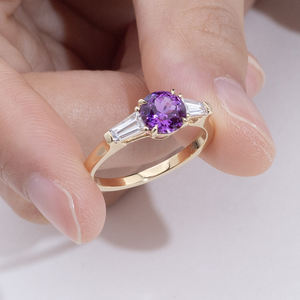 Anillo de Piedras Preciosas y Diamantes Redondos de 18K, Modelo MSR-2048 de Messi Jewelry, para Mujer - Product Image 6