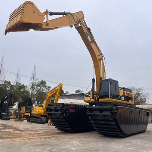 Excavatrice de dragage CAT 349DL d'origine avec châssis ponton renforcé de 12 m, poids opérationnel de 50 tonnes pour les projets en zone humide - Product Image 1