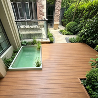 Lantai Luar Ruangan Komposit WPC Modern, Anti Air, untuk Taman, Dek Padat Sistem Interlocking Dual Lock, Cocok untuk Kolam Renang