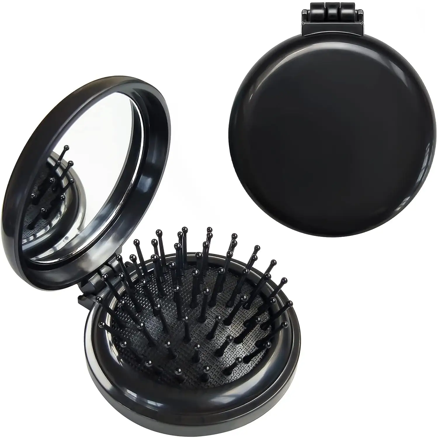 Travel Hair Brush with Mirror Folding Pocket Hair Brush Mini Travel Comb with Makeup Mirror