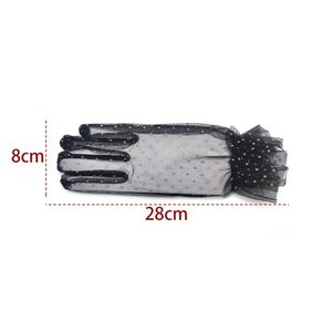 Sexy Transparentes Dot Print Black White Mesh Tulle Glove Primavera Verão Fino Short Glove Club Prom Party Dancing Dress Glove - Product Image 6