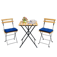 Ensemble bistrot pliable moderne en bois d'acacia massif avec structure métallique pour table et chaises de jardin extérieur