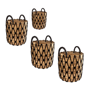 Juego de cestas 4 piezas fibra natural Natural y Negro CP904BA 8694 - Product Image 2