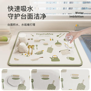 แผ่นรองกันลื่นสำหรับอ่างล้างจาน ซับน้ำได้ดี ลายกราฟฟิกผักผลไม้ ขนาด 60x40 ซม. - Product Image 2