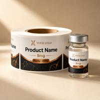 Étiquettes personnalisées holographiques laser pour peptides, assorties aux boîtes, flacons cosmétiques 3ml/5ml/10ml, étanches, résistantes à la chaleur, haute viscosité