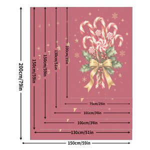 Couverture imprimée en forme de canne à sucre de Noël, rouge, rectangulaire, en tissu polaire flanelle, décoration de maison, style classique d'hiver - Product Image 6