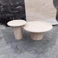 Table basse ronde extensible et convertible en marbre blanc/noir moderne pour hôtel et salon