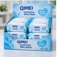Lingettes humides pour bébé, pack familial personnalisé, 3 paquets de 80 lingettes, couvercle à clapet, OEM ODM
