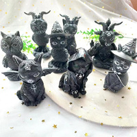 Nouvelle Figurine de chat noir en résine sculptée à la main pour Halloween