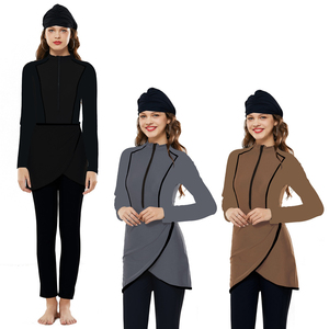 Robe de bain islamique modeste personnalisée à couverture intégrale avec hijab et <span class=keywords><strong>bonnet</strong></span>, ensemble 4 pièces, <span class=keywords><strong>burkini</strong></span> - Product Image 5
