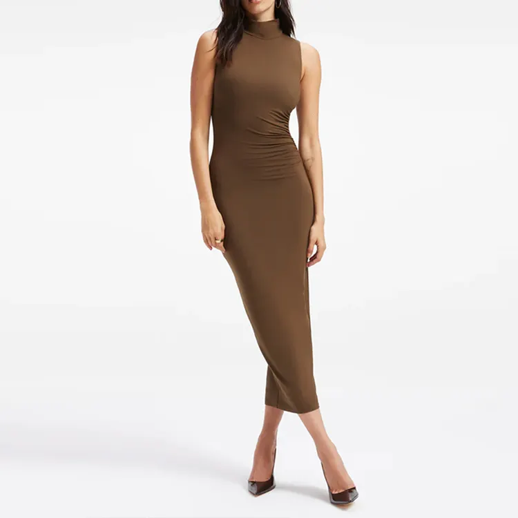 2023 여름 고품질 도매 패션 섹시한 슬림 코튼 드레스 Bodycon 여성 리브 니트 캐주얼 드레스