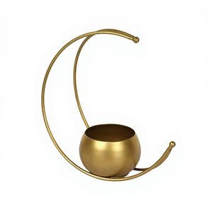 Florero Metálico con Diseño de Luna y Acabado Dorado, Florero Decorativo Moderno para Sala de Estar, Dormitorio, Oficina, Decoración de Mesa - Product Image 2