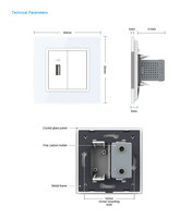 Prise murale USB-A haute vitesse LIVOLO à port unique, chargeur 5V DC, panneau EU 80mm*80mm avec clé de fonction vierge standard 22.5mm*45mm