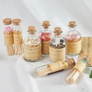 Ordine all'ingrosso all'ingrosso fiammiferi personalizzati per candele design personalizzato decorazioni per la casa abbinamento lungo colorato in un barattolo di vetro - Product Image 1