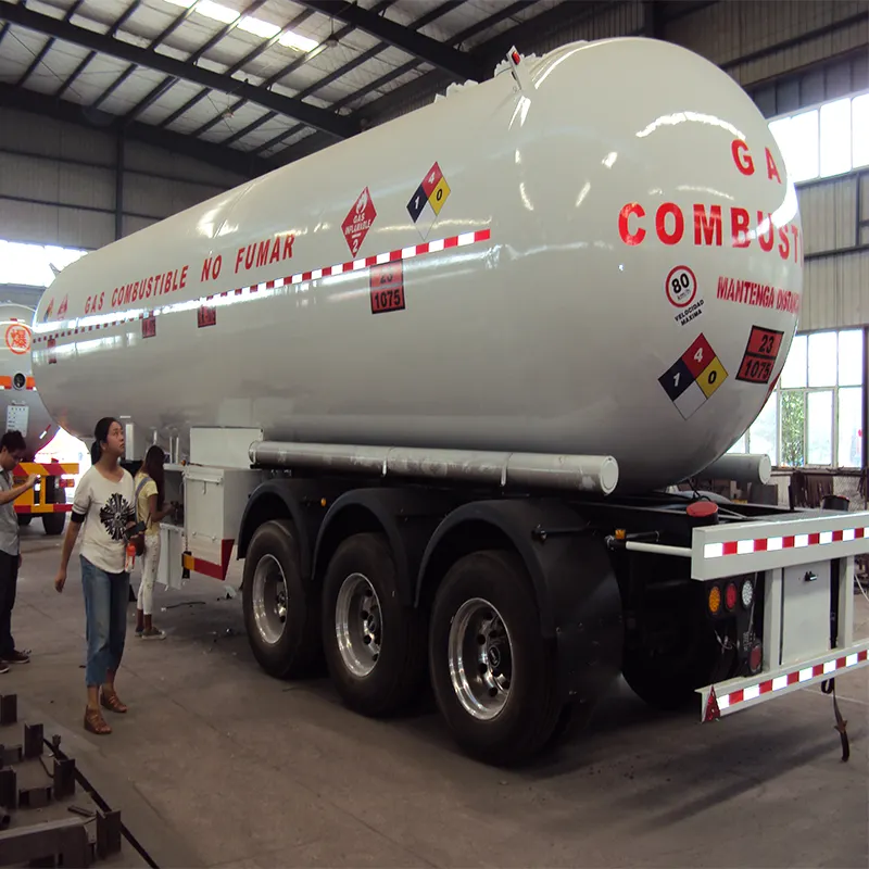 3 AS Mesin Memasak Gas Transport LPG Tank Semi Trailer LPG Trailer Pengangkut Silinder LNG Pengiriman Propana Truk Trailer