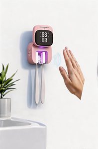 Hands-free wave induction Automatic open cover <b>LED</b> <b>clock</b> display OEM/ODM toothbrush sanitizers Sanitizers holder - Product Image 5
