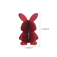 Figurine de lapin de Pâques 3D en papier nid d'abeille 2026, couleurs vives, centre de table pliable pour fête printanière à la maison