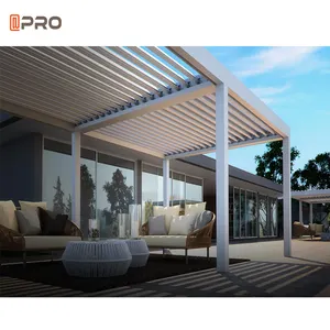 New Arrival Pergola Outdoor Waterproof Square Adjustable Shutter Aluminum Louver Gazebo Outdoor Roof Pergola Aluminium Outdoor