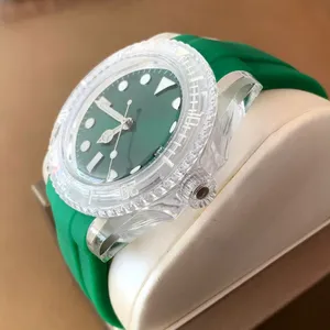 Montre automatique transparente lumineuse personnalisée avec bracelet en silicone coloré, montre-bracelet <span class=keywords><strong>de</strong></span> sport étanche 3ATM pour boîtier en acrylique <span class=keywords><strong>de</strong></span> 40 mm - Product Image 2