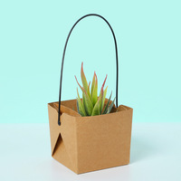 Boîte carrée pliable simple en papier kraft avec fleurs et plantes vertes, boîte d'emballage pour cadeaux, impression quadricolore
