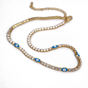 NZ1033 New Chic Dainty Oro Minimalista Cubic Zirconia Diamante DELLA CZ con Smaltato Evil Eyes Da Tennis Della <span class=keywords><strong>Collana</strong></span> Del Choker - Product Image 6